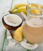 Vegan smoothie collages with coconut milk